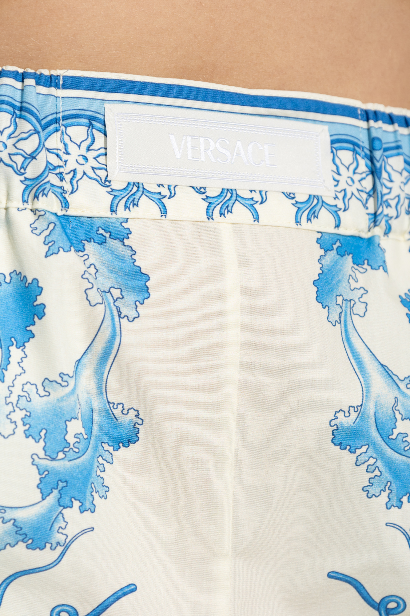 ショーツ VERSACE LIGHT-BLUE COTTON SHORTS Versace Greca Border Swim Shorts Light Blue Men's - SS22 - US
